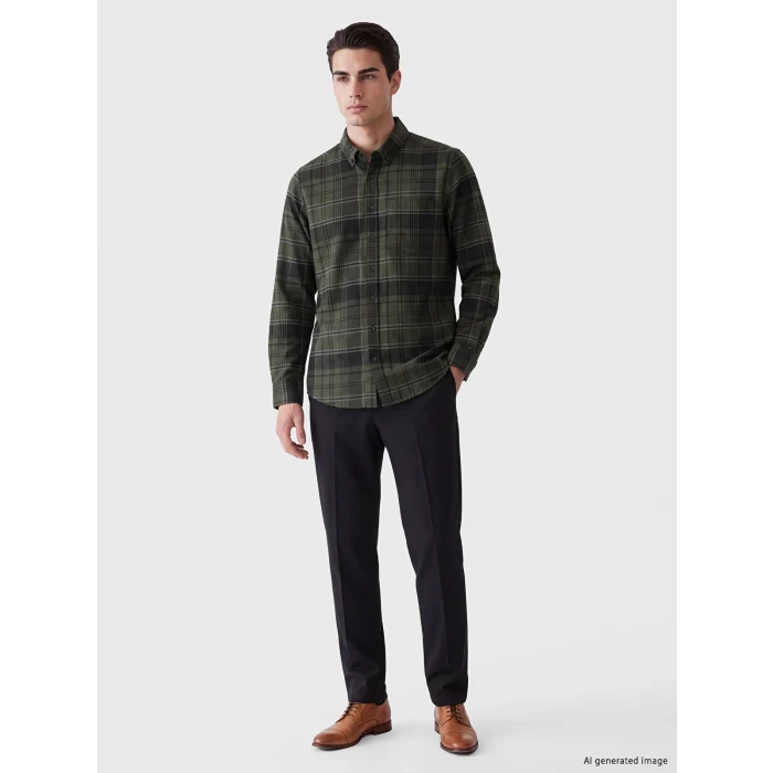 LCWAIKIKI Classic Haki Regular Fit Ekose Erkek Gömlek