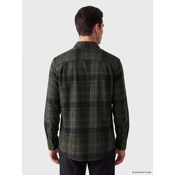 LCWAIKIKI Classic Haki Regular Fit Ekose Erkek Gömlek