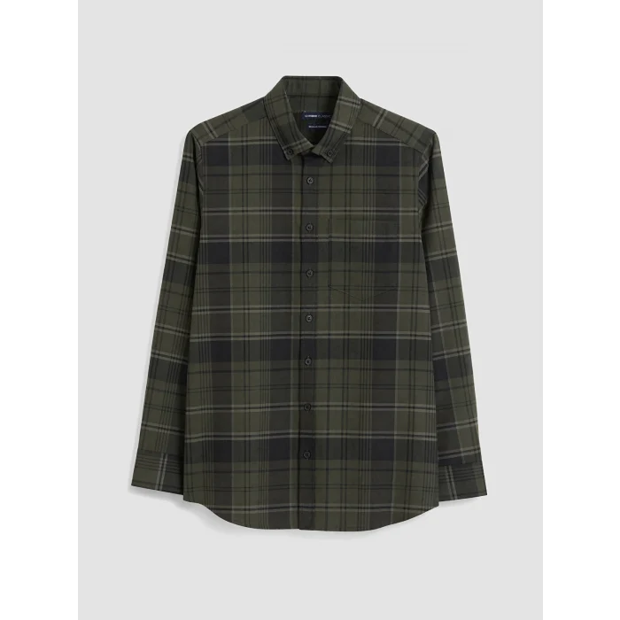 LCWAIKIKI Classic Haki Regular Fit Ekose Erkek Gömlek