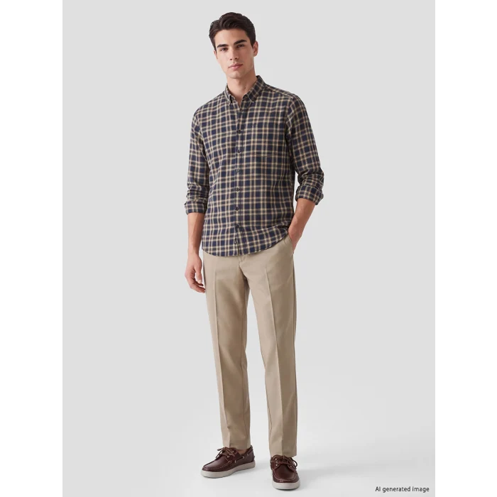 LCWAIKIKI Classic Bej Standart Kalıp Ekose Gabardin Erkek Gömlek