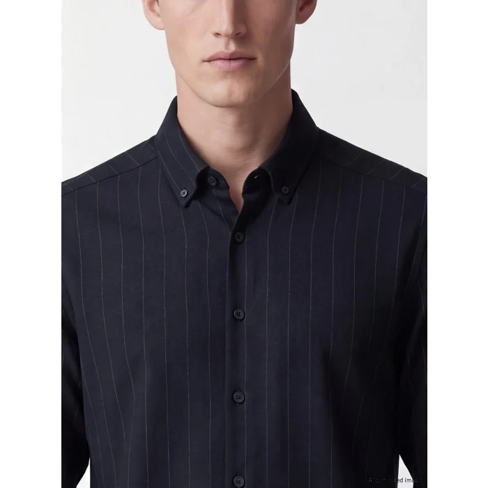 SOUTHBLUE Lacivert Slim Fit Çizgili Erkek Gömlek