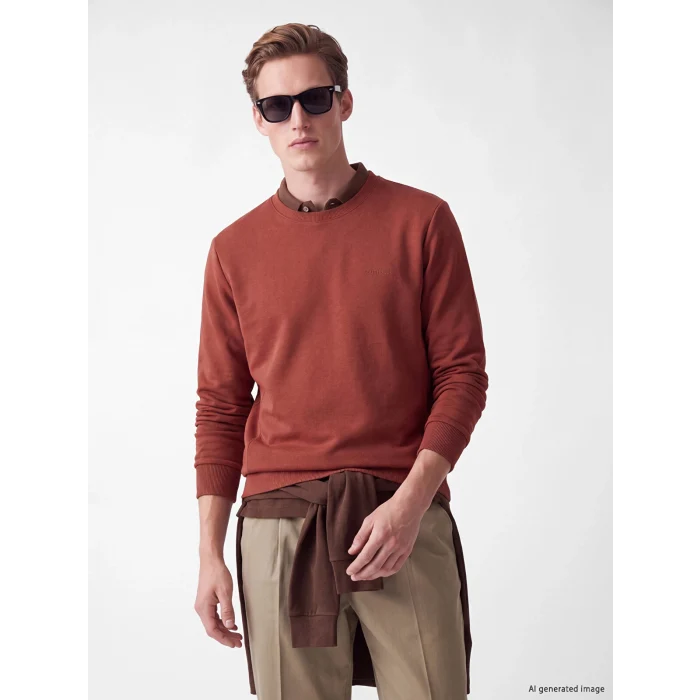 SOUTHBLUE Kahverengi Bisiklet Yaka Erkek Sweatshirt