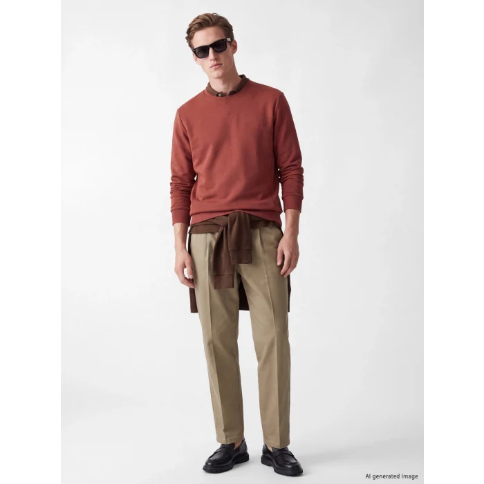 SOUTHBLUE Kahverengi Bisiklet Yaka Erkek Sweatshirt
