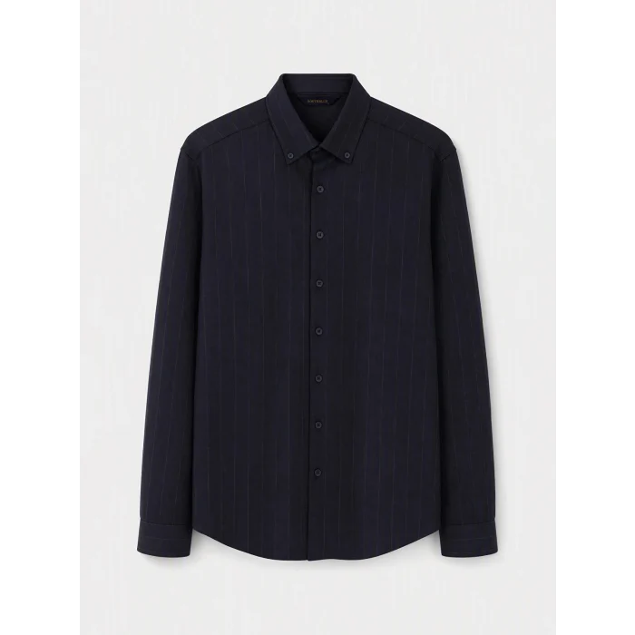 SOUTHBLUE Lacivert Slim Fit Çizgili Erkek Gömlek