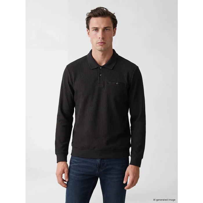LCWAIKIKI Classic Antrasit Polo Yaka Erkek Sweatshirt