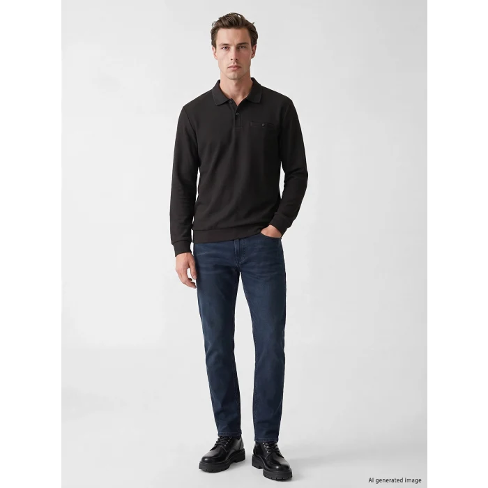 LCWAIKIKI Classic Antrasit Polo Yaka Erkek Sweatshirt