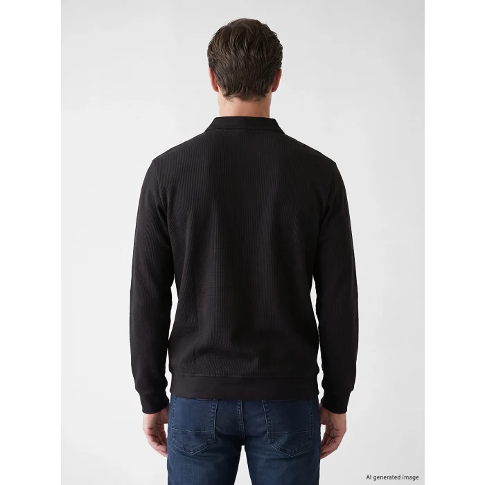 LCWAIKIKI Classic Antrasit Polo Yaka Erkek Sweatshirt