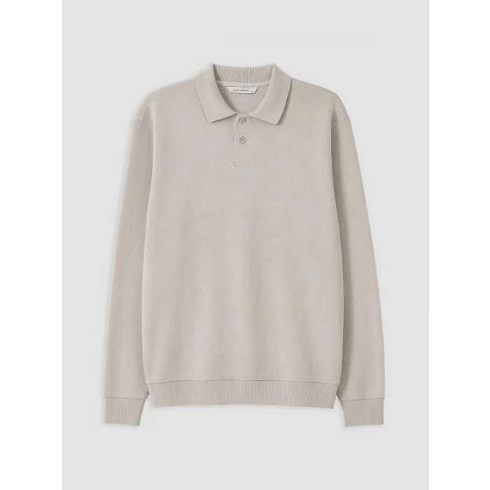 LCW Vision Bej Polo Yaka Erkek Sweatshirt
