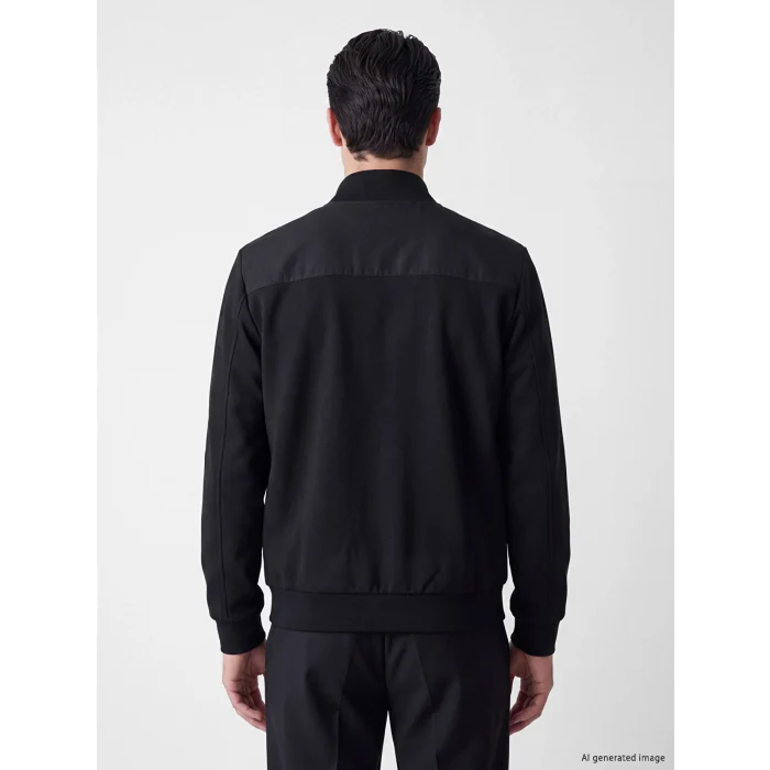 LCWAIKIKI Classic Siyah Dik Yaka Erkek Fermuarlı Sweatshirt