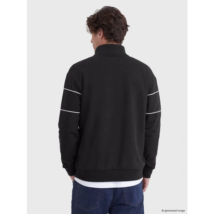 LCW Vision Siyah Dik Yaka Erkek Kalın Sweatshirt