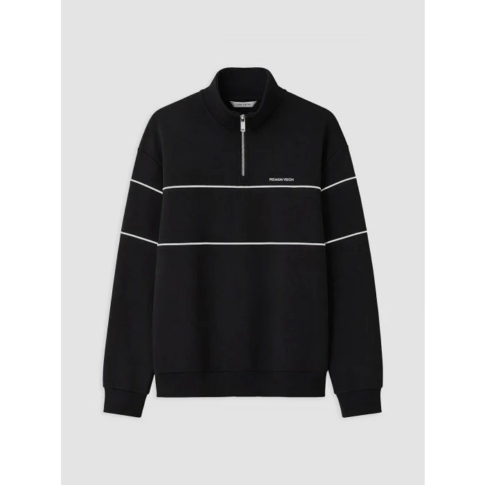 LCW Vision Siyah Dik Yaka Erkek Kalın Sweatshirt