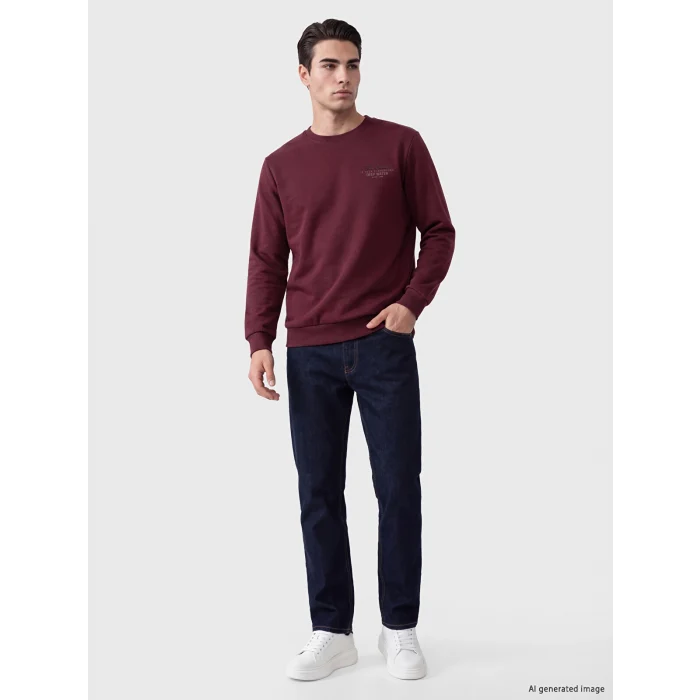 LCWAIKIKI Classic Gri Bisiklet Yaka Kalın Erkek Sweatshirt