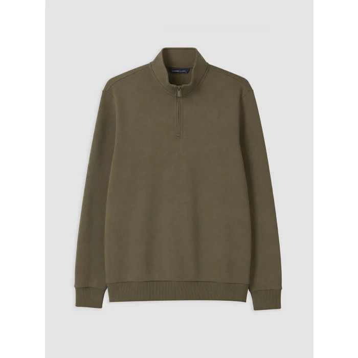 LCWAIKIKI Classic Haki Dik Yaka Erkek Kalın Sweatshirt