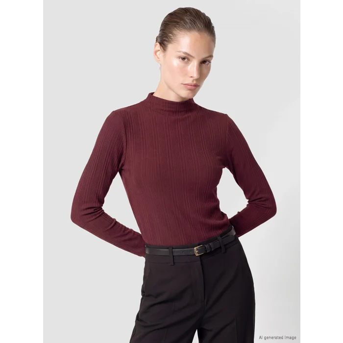 LCW EVERYDAY Mürdüm Dik Yaka Kadın Fitilli Body