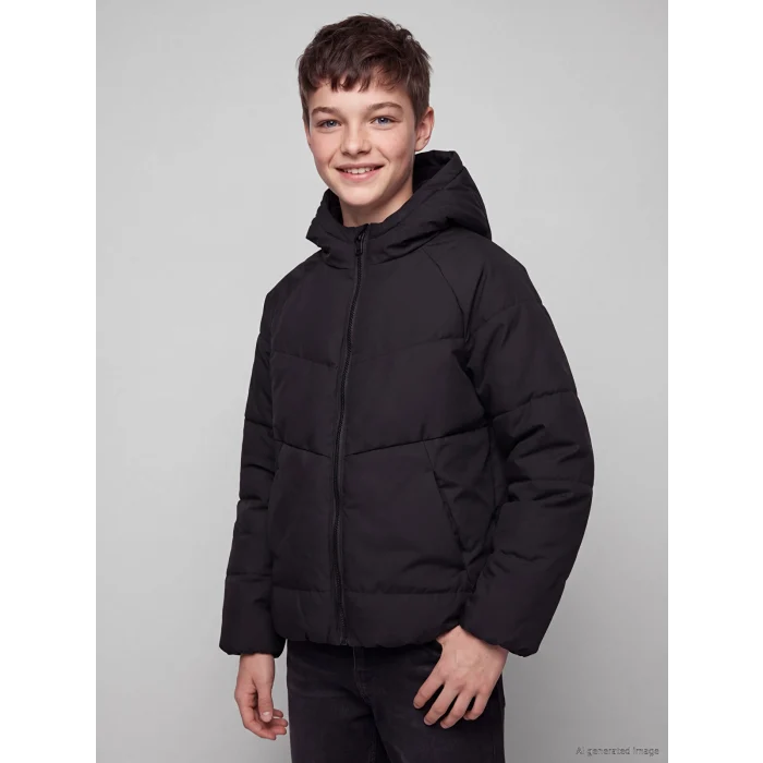 LCW Kids Siyah Su İtici Erkek Çocuk Şişme Mont