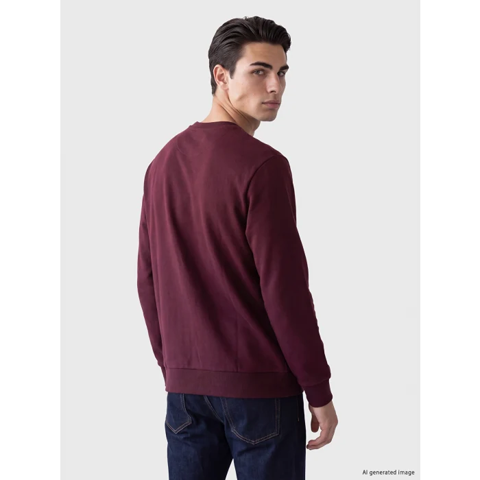 LCWAIKIKI Classic Mürdüm Bisiklet Yaka Baskılı Erkek Sweatshirt