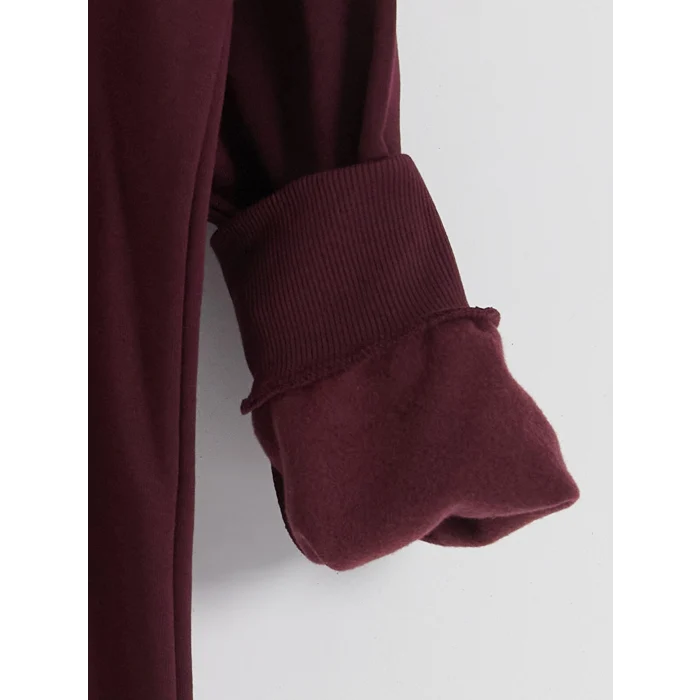 LCWAIKIKI Classic Mürdüm Bisiklet Yaka Baskılı Erkek Sweatshirt