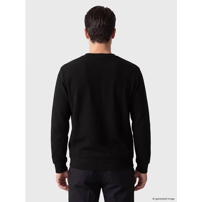LCWAIKIKI Classic Siyah Bisiklet Yaka Erkek Sweatshirt