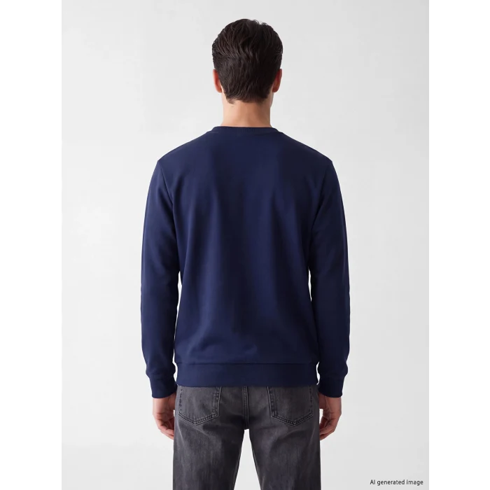 LCWAIKIKI Classic Lacivert Bisiklet Yaka Erkek Kalın Sweatshirt