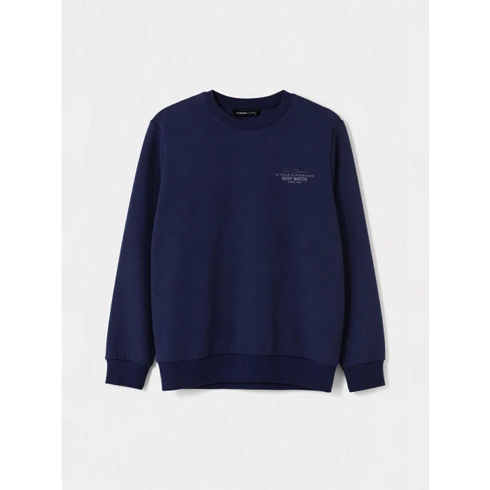 LCWAIKIKI Classic Lacivert Bisiklet Yaka Erkek Kalın Sweatshirt