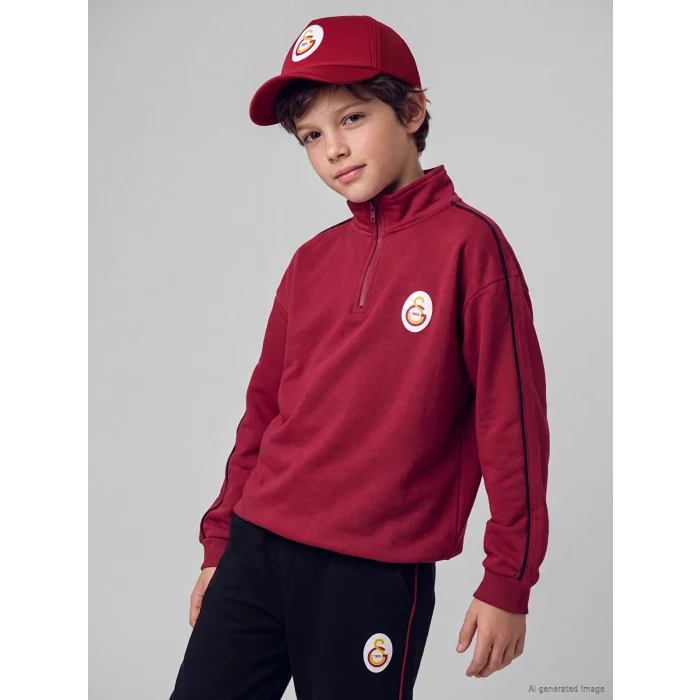 LCW Kids Kırmızı Galatasaray Baskılı Erkek Çocuk Sweatshirt