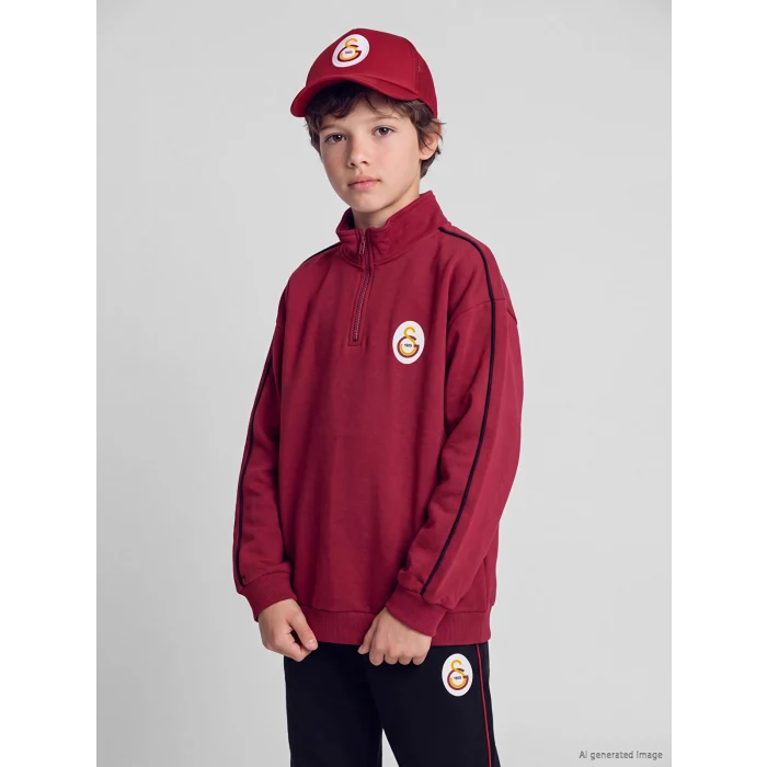LCW Kids Kırmızı Galatasaray Baskılı Erkek Çocuk Sweatshirt