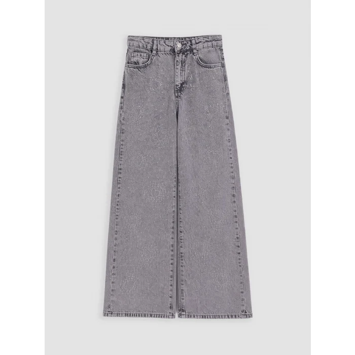LCW Kids Karışık Wideleg Taşlı Kız Çocuk Jean Pantolon