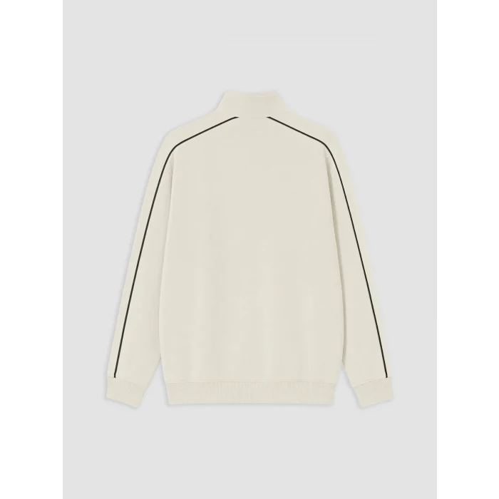 XSIDE Bej Dik Yaka Baskılı Erkek Sweatshirt