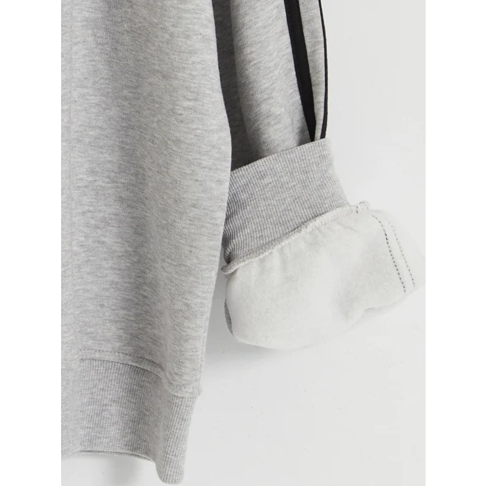 LCW Kids Gri Dik Yaka Kız Çocuk Kalın Sweatshirt