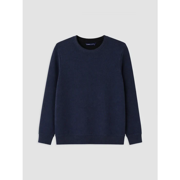 LCWAIKIKI Classic Lacivert Bisiklet Yaka Erkek Sweatshirt