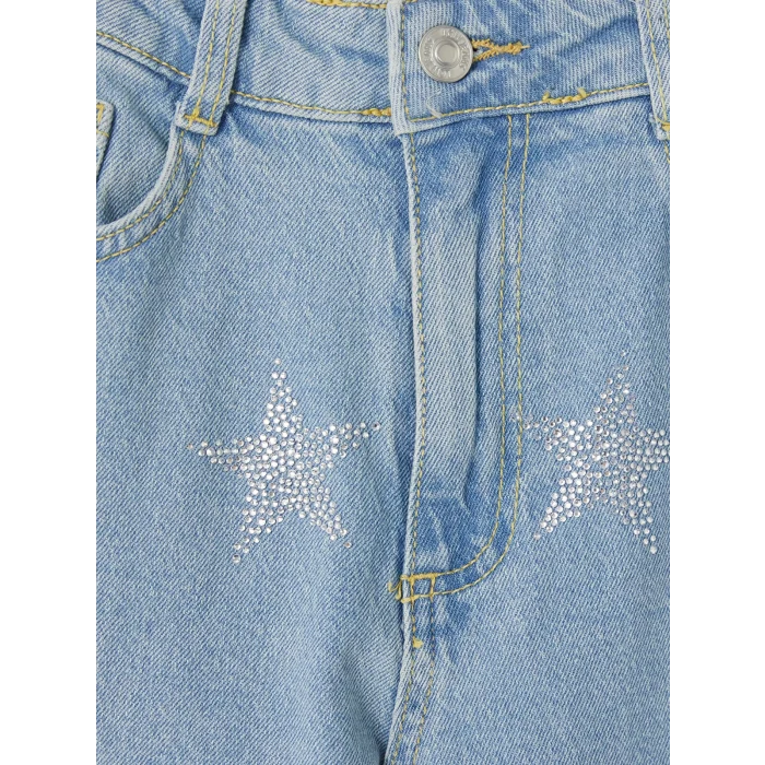 LCW Kids Mavi Wideleg Taşlı Kız Çocuk Jean Pantolon