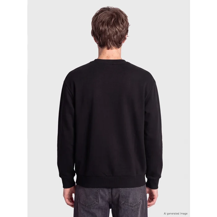 XSIDE Siyah Bisiklet Yaka Baskılı Erkek Sweatshirt