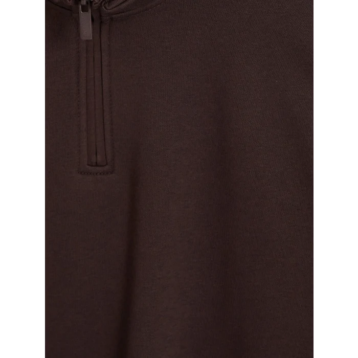 LCWAIKIKI Classic Kahverengi Dik Yaka Erkek Kalın Sweatshirt