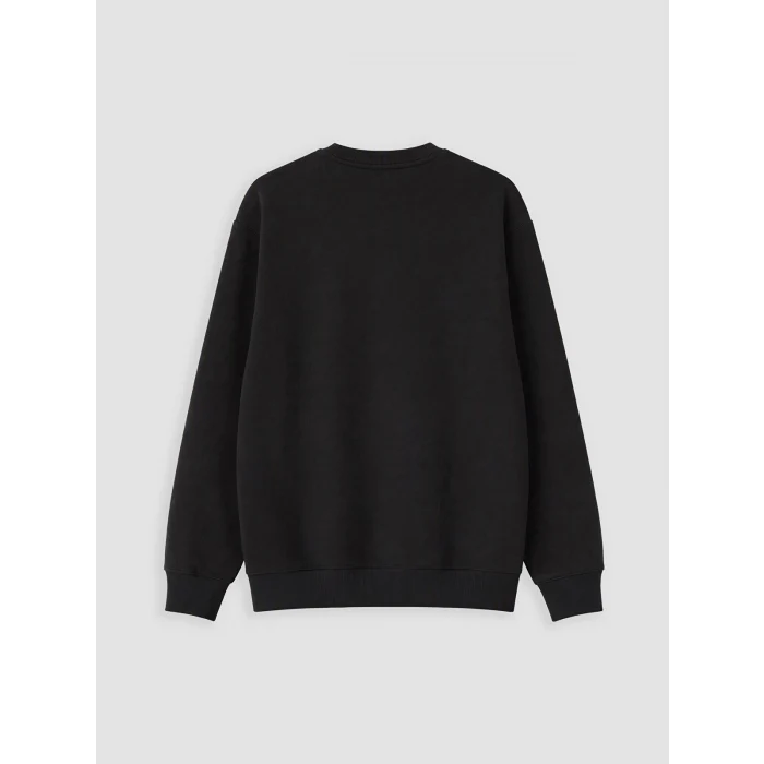 XSIDE Siyah Bisiklet Yaka Baskılı Erkek Sweatshirt