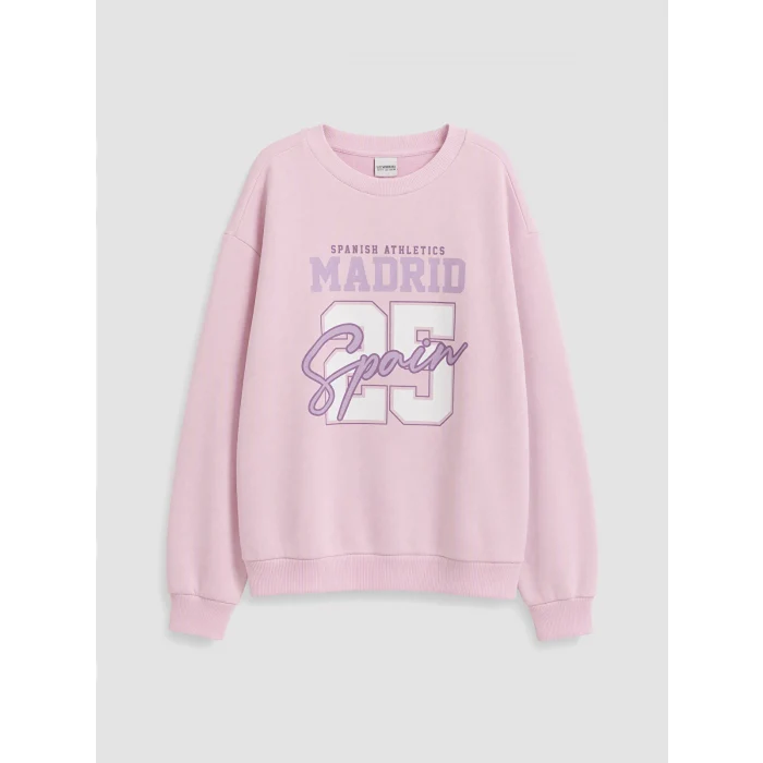 LCW Kids Pembe Baskılı Kız Çocuk Sweatshirt
