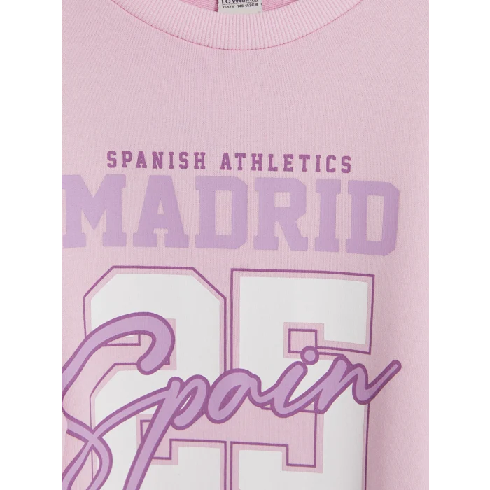 LCW Kids Pembe Baskılı Kız Çocuk Sweatshirt