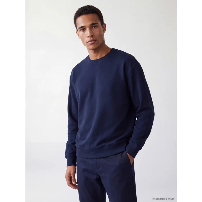 LCW Vision Lacivert Bisiklet Yaka Erkek Sweatshirt