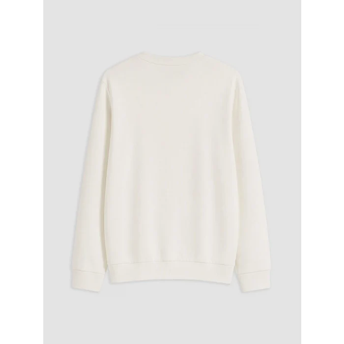 LCWAIKIKI Classic Beyaz Bisiklet Yaka Kabartma Baskılı Erkek Sweatshirt