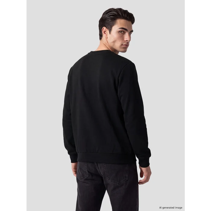 LCWAIKIKI Classic Siyah Bisiklet Yaka Baskılı Kalın Erkek Sweatshirt