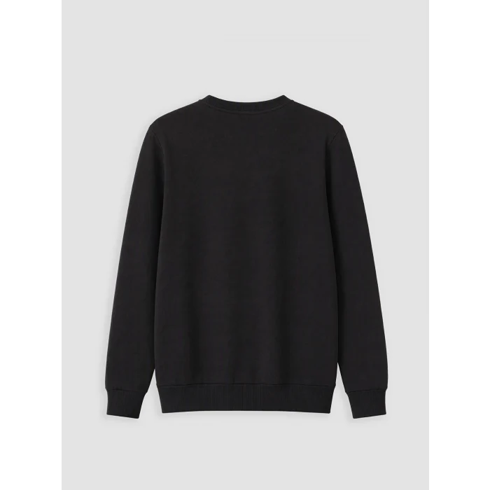 LCWAIKIKI Classic Siyah Bisiklet Yaka Baskılı Kalın Erkek Sweatshirt
