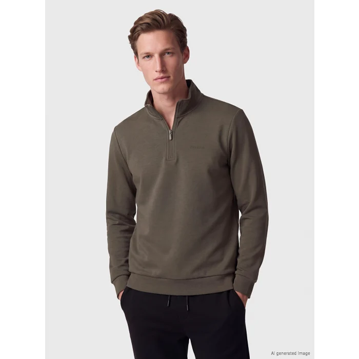 SOUTHBLUE Haki Dik Yaka Erkek Sweatshirt