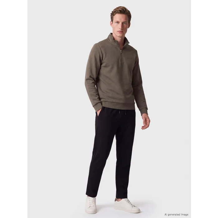 SOUTHBLUE Haki Dik Yaka Erkek Sweatshirt
