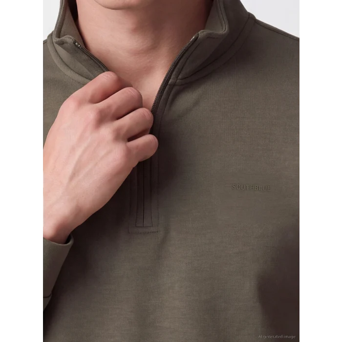 SOUTHBLUE Haki Dik Yaka Erkek Sweatshirt