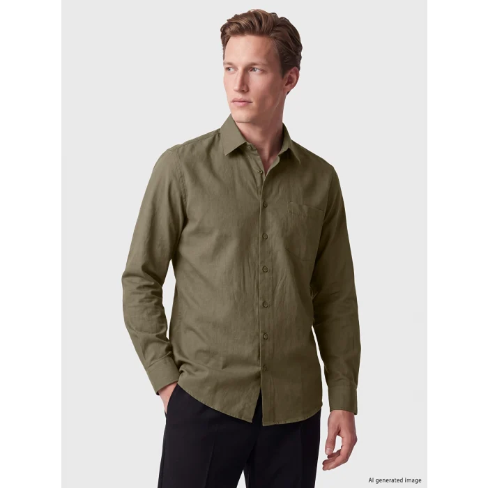 SOUTHBLUE Haki Regular Fit Gabardin Erkek Gömlek