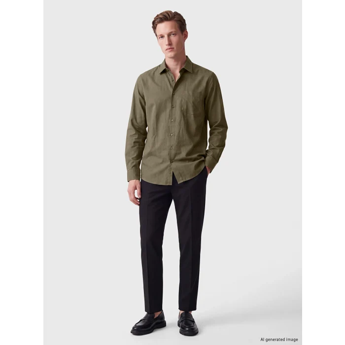 SOUTHBLUE Haki Regular Fit Gabardin Erkek Gömlek