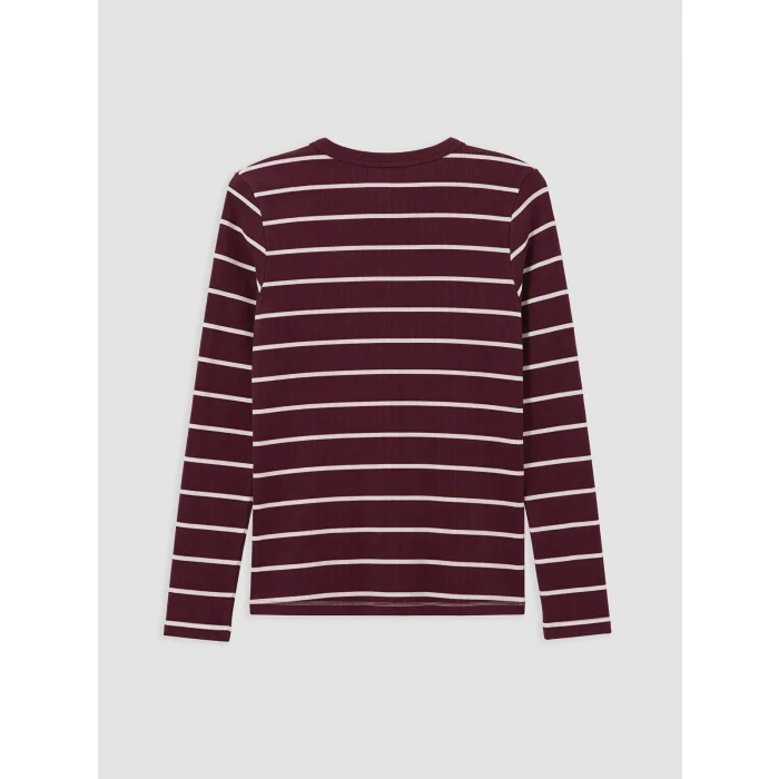 LCW EVERYDAY Bordo Bisiklet Yaka Çizgili Kadın Body