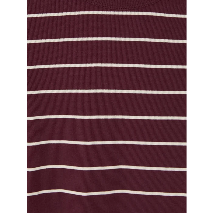 LCW EVERYDAY Bordo Bisiklet Yaka Çizgili Kadın Body