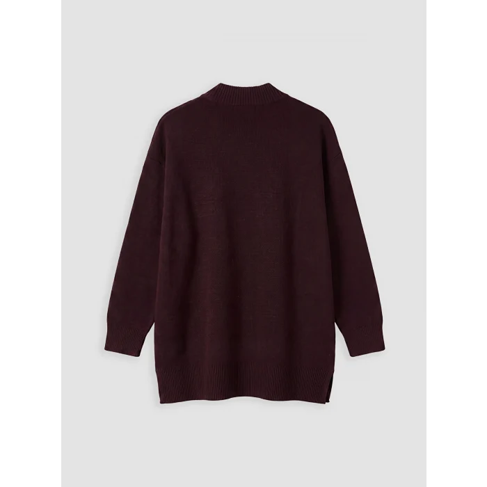 LCW Modest Bordo Yarım Balıkçı Yaka Kadın Triko Tunik