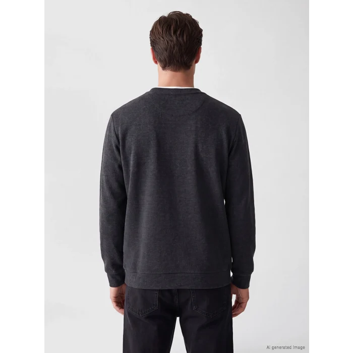 LCWAIKIKI Classic Siyah Bisiklet Yaka Erkek Sweatshirt