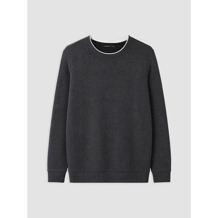 LCWAIKIKI Classic Siyah Bisiklet Yaka Erkek Sweatshirt